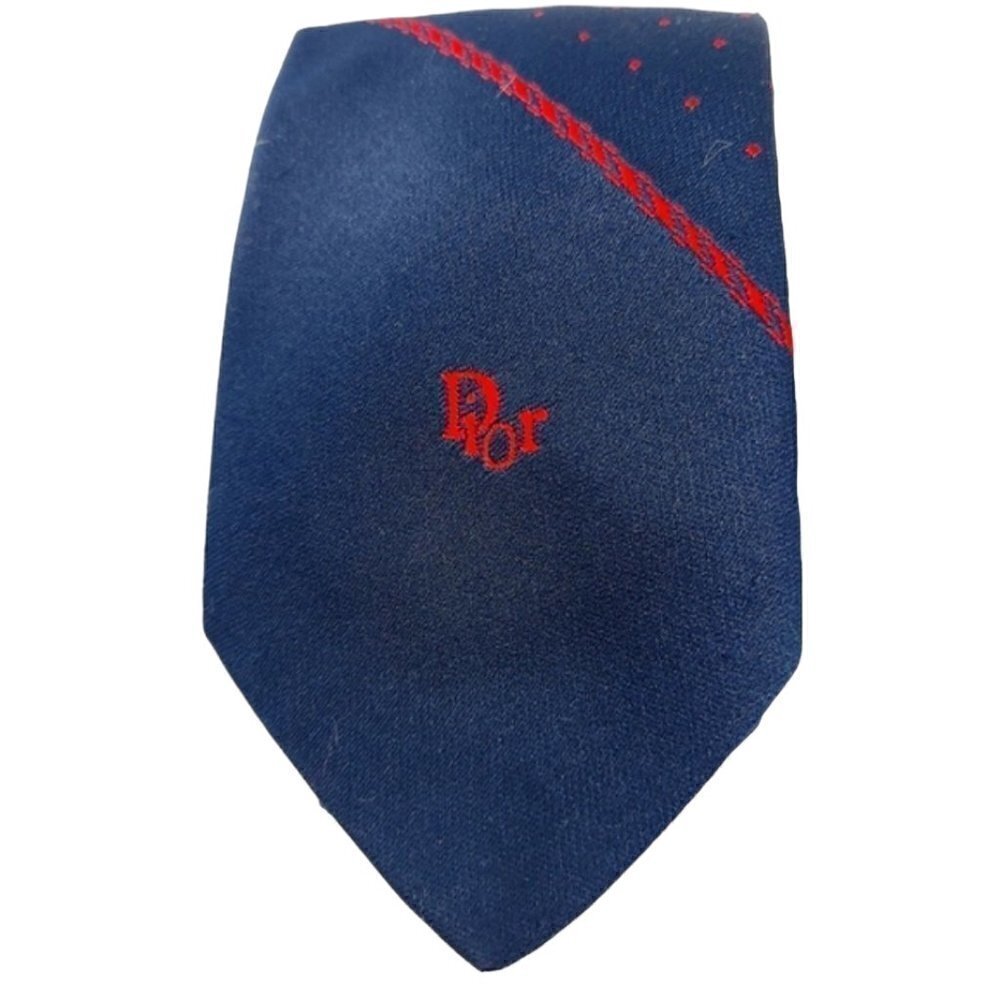 Christian Dior | Men's Navy and Red Mixed Print Tie (One Size)